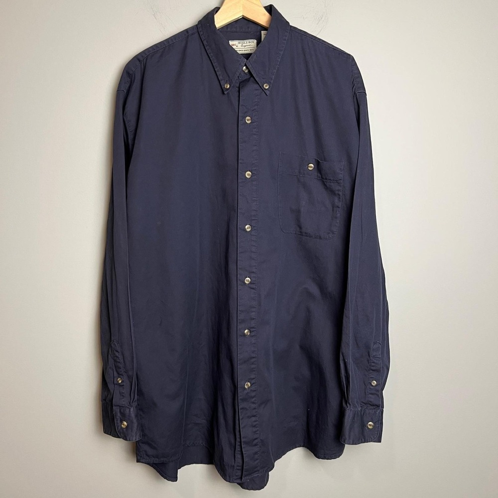 VTG Bugle Boy Long Sleeve Shirt‎ Mens XLT Original Blue Button Down Cotton Y2K